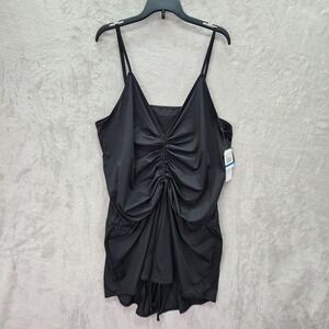 Salt + Cove Swim Cover Up Womens Sz XL Black Romper Adjustable Straps Drawstring